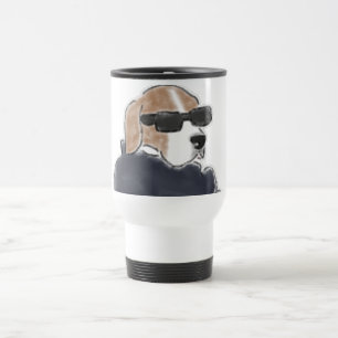 Cool Beagle Dog Wearing Sunglasses and Jacket Illu Travel Mug