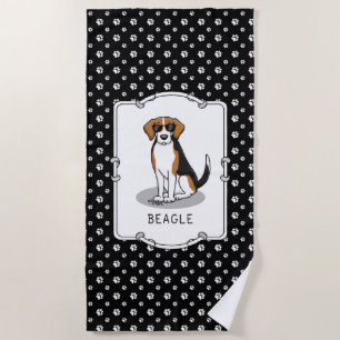 Cool Beagle with Sunglasses (tri colour 3) Funny Beach Towel