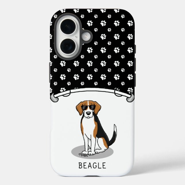 Cool Beagle with Sunglasses (tri colour 3) Funny Case-Mate iPhone Case (Back)