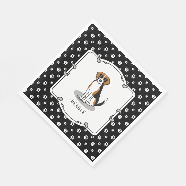 Cool Beagle with Sunglasses (tri colour 3) Funny Napkin (Corner)