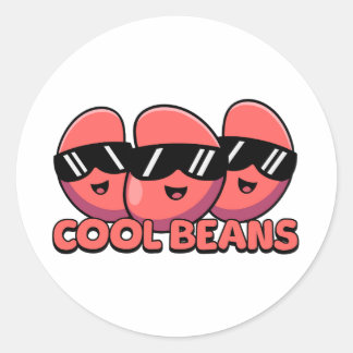 Cool Beans! Cute Kidney Bean Pun Classic Round Sticker