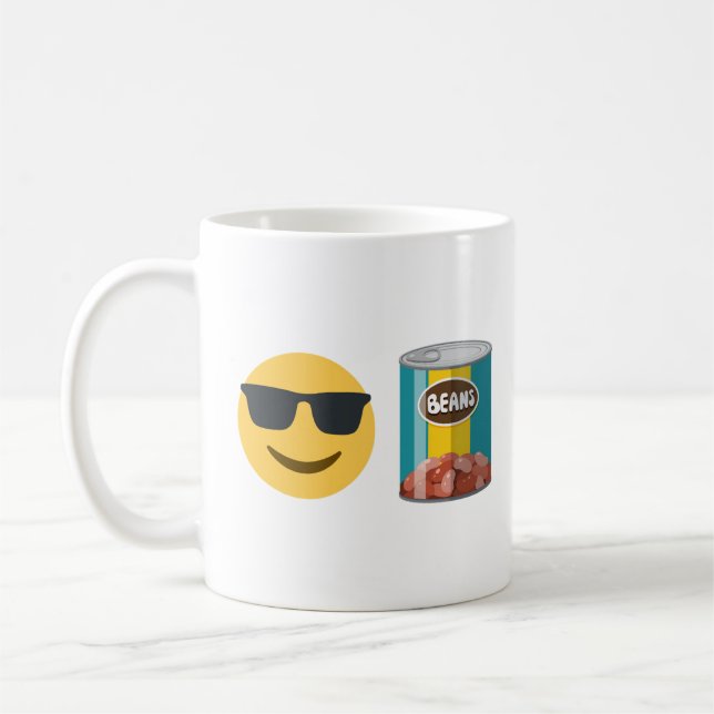Cool Beans Funny Coffee Mug, Cute Emoji Humor Gift Mug (Left)
