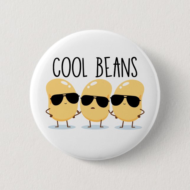 Cool Beans Funny Cute Beans with Sunglasses 6 Cm Round Badge (Front)