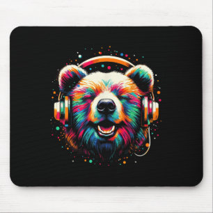 Cool Bear Headphone Music Art Christmas Birthday Mouse Mat