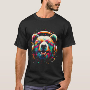 Cool Bear Headphone Music Art Christmas Birthday T-Shirt
