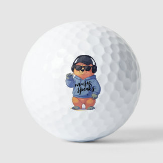 cool bear illustration, golf balls