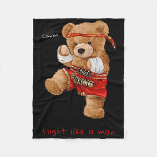 Cool Bear Man Boxing Fight Style Illustration Grap Fleece Blanket