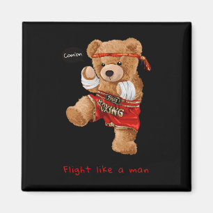 Cool Bear Man Boxing Fight Style Illustration Grap Magnet