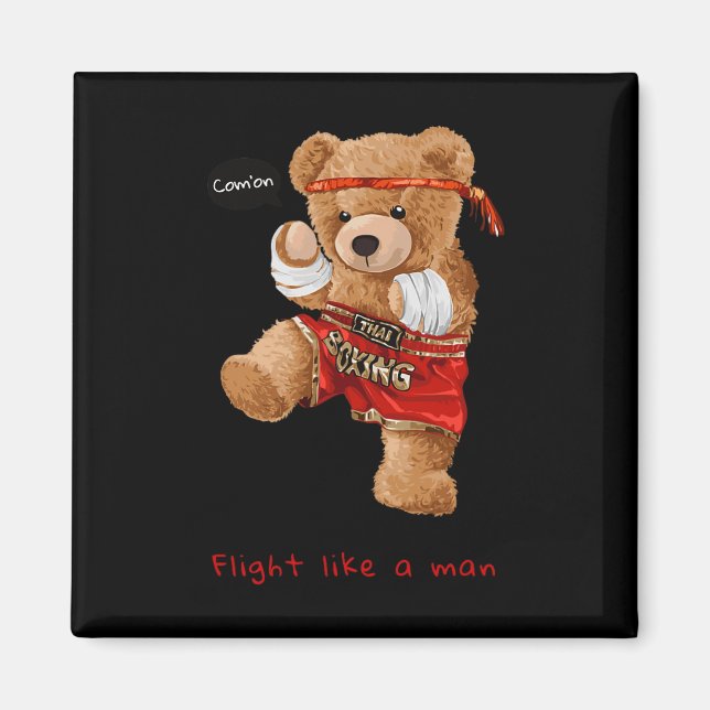 Cool Bear Man Boxing Fight Style Illustration Grap Magnet (Front)