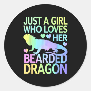 Cool Bearded Dragon Art For Women Girls Bearded Dr Classic Round Sticker