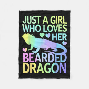Cool Bearded Dragon Art For Women Girls Bearded Dr Fleece Blanket