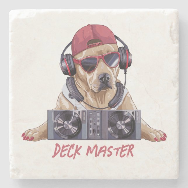 Cool Beats Canine DJ Stone Coaster (Front)