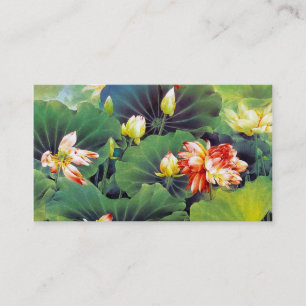 Cool beautiful chinese lotus flower green leaf art business card