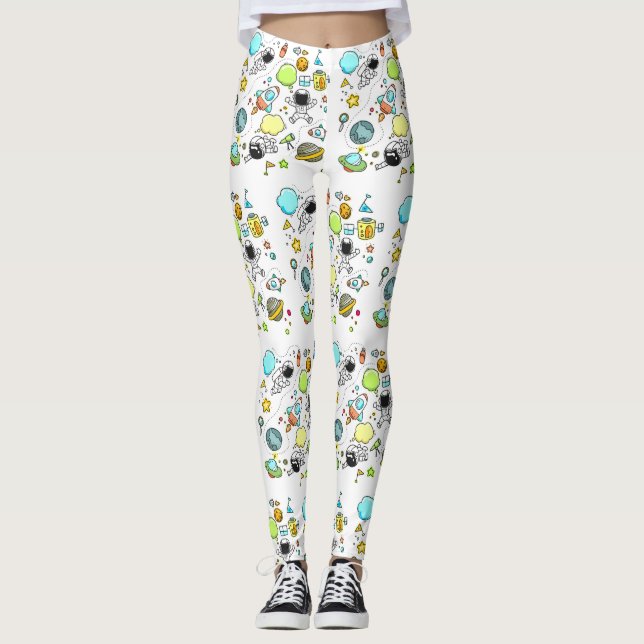 Cool beautiful space astronaut  leggings (Front)