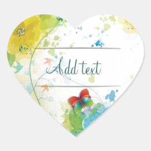 Cool beautiful trendy flowers splatters butterfly heart sticker