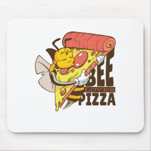 Cool Bee Loves Pizza Puns Mouse Mat