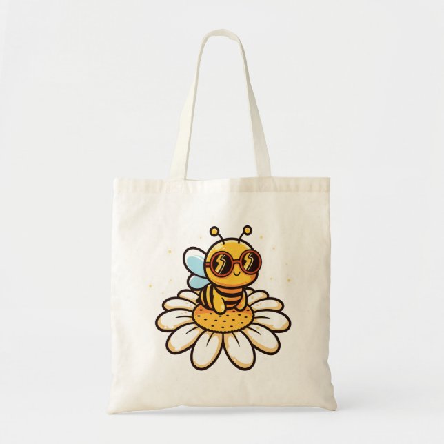 Cool Bee on a Daisy Tote Bag (Front)