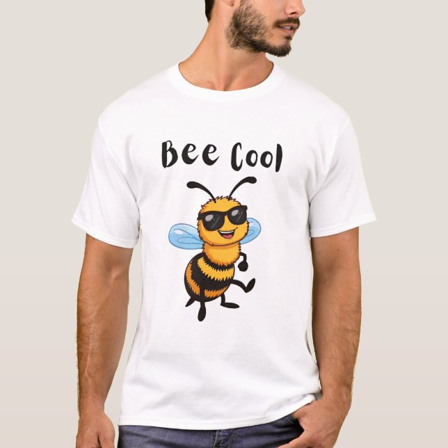 Cool Bee Sunglasses Funny Insect T-Shirt (Front)