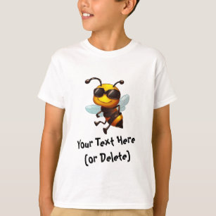Cool Bee With Sunglasses Cartoon T-Shirt