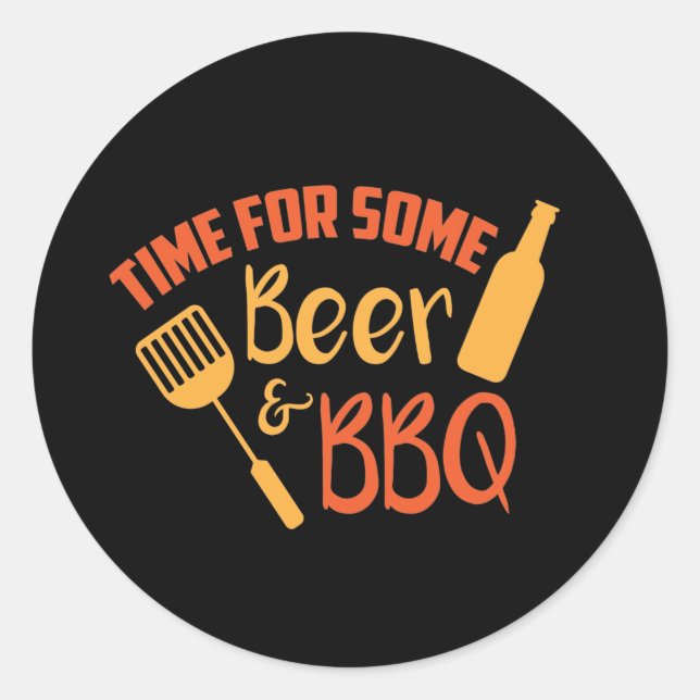 Cool beer BBQ word art  Classic Round Sticker (Front)