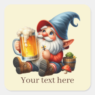 cool beer gnome add text square sticker