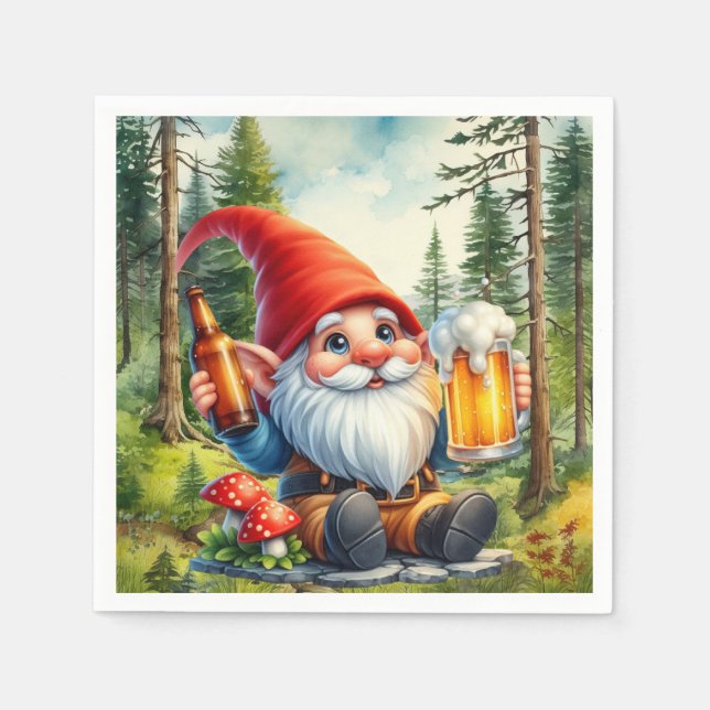 Cool beer gnome party  napkin (Front)