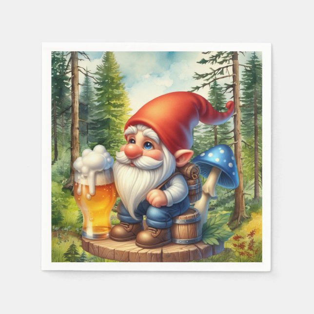 Cool beer gnome  party napkin (Front)