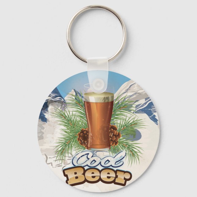 Cool Beer vintage Bar Poster Key Ring (Front)