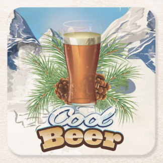 Cool Beer vintage Bar Poster Square Paper Coaster