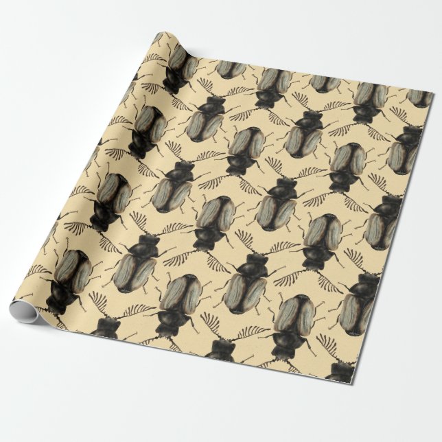 Cool beetle insect lover entomology art bandanna wrapping paper (Unrolled)