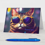 Cool Belated Birthday Cat Card<br><div class="desc">A cool greeting card with cat with sunglasses and apologies for a belated birthday. Customisable for other situations.</div>