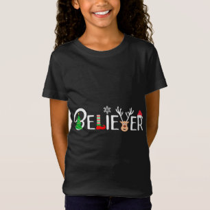 Cool Believer of Christmas. Reindeer, Elf and Sant T-Shirt
