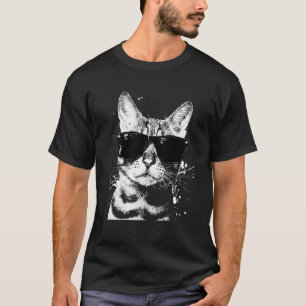 Cool Bengal Cat with Sunglasses White Splash Art C T-Shirt
