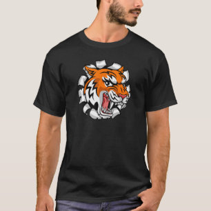 Cool Bengal Tiger Opens Growling Mouth Tears Thoug T-Shirt