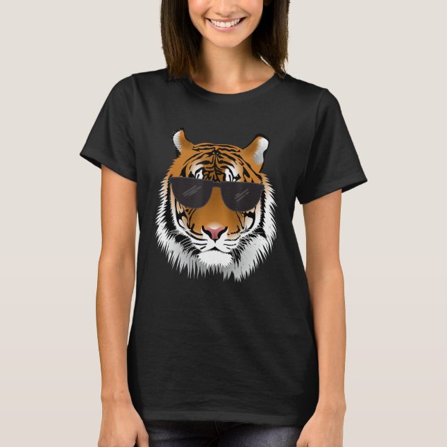 Cool Bengal Tiger With Sunglasses Bengal Tiger Hea T-Shirt (Front)