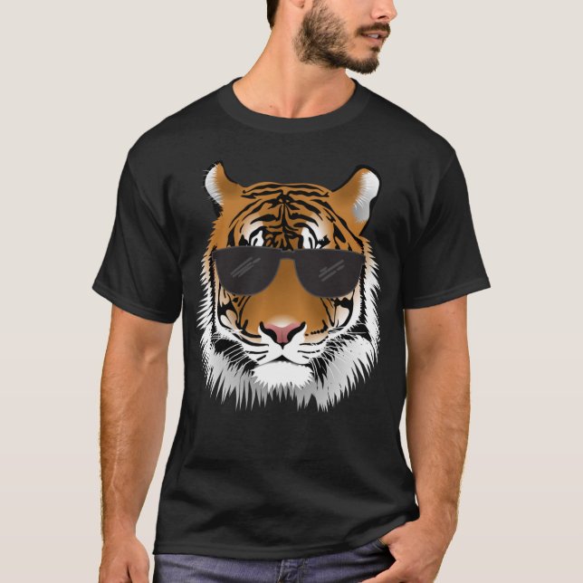 Cool Bengal Tiger With Sunglasses Bengal Tiger Hea T-Shirt (Front)