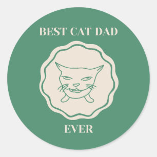 Cool Best Cat Dad Ever  Classic Round Sticker