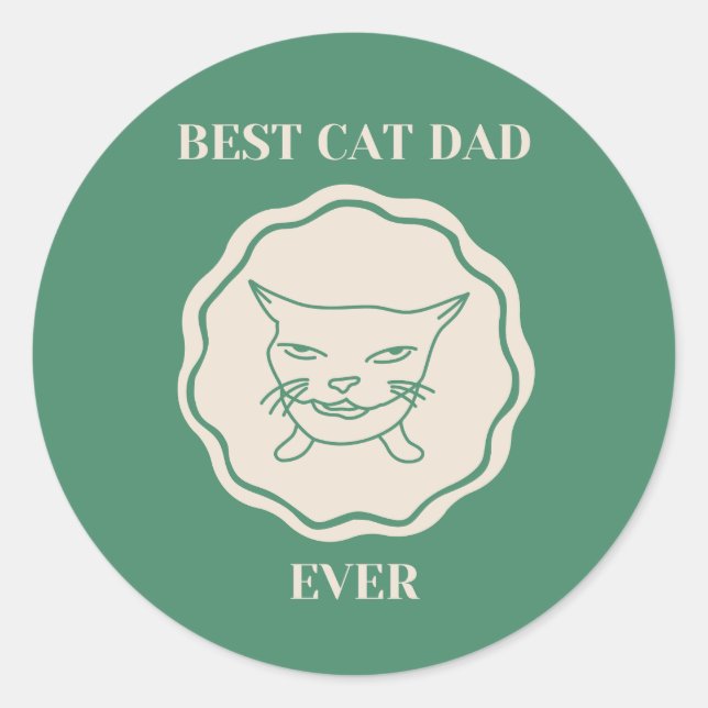 Cool Best Cat Dad Ever  Classic Round Sticker (Front)