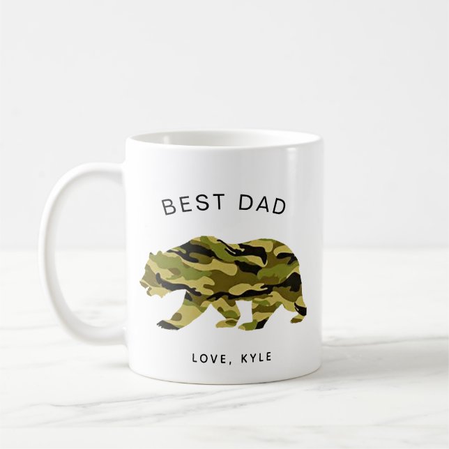 cool best dad army papa bear  father's day coffee coffee mug (Left)
