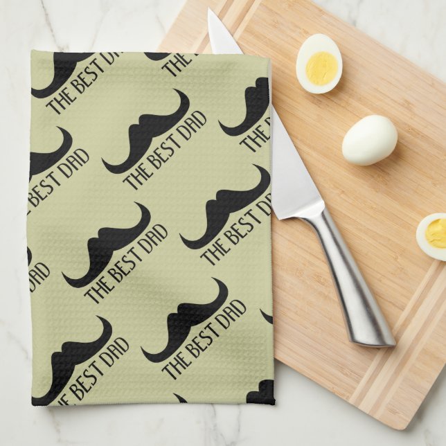 Cool best Dad Black Moustache Father Day pattern Tea Towel (Quarter Fold)