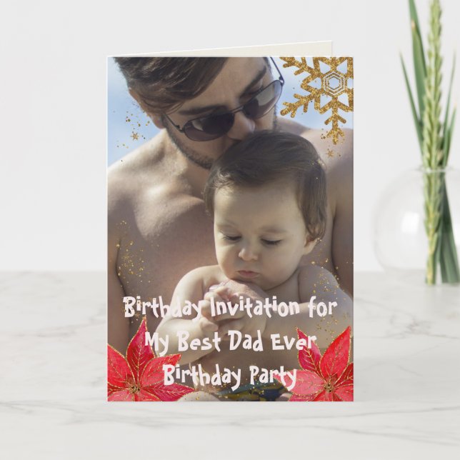Cool Best Dad Ever Christmas Birthday Party Photo Invitation (Front)