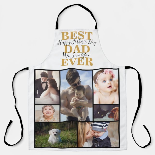 Cool Best Dad Ever Father's Day Photo Collage Apro Apron (Front)