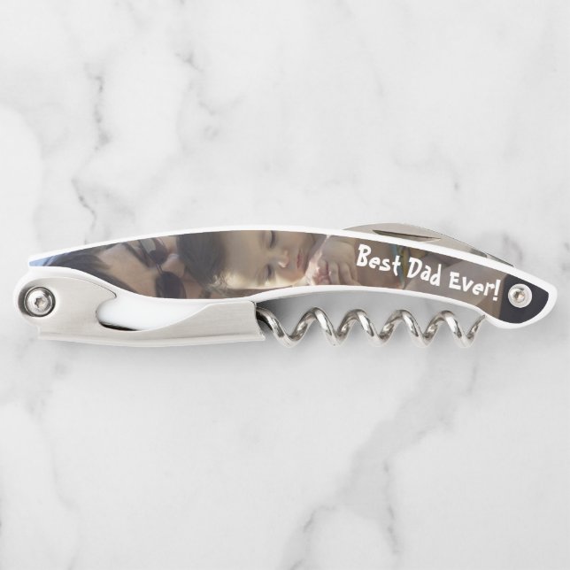 Cool Best Dad Ever Father's Day Photo Collage Corkscrew (Front)