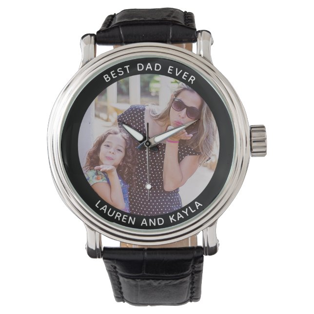 Cool BEST DAD EVER Modern Father's Day Photo Watch (Front)