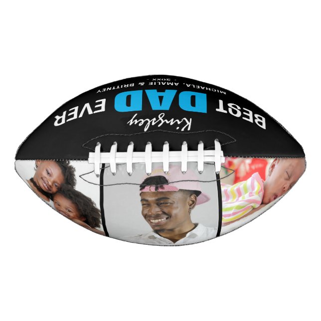 Cool  'BEST DAD EVER' Photo and Name Gift American Football (Front)