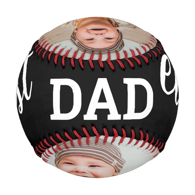 Cool Best Dad Ever Photo Collage Baseball (Back)