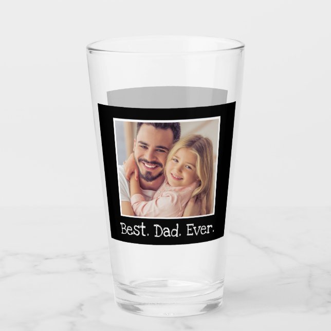 Cool Best Dad Ever Photo Personalised Black White Glass (Front)