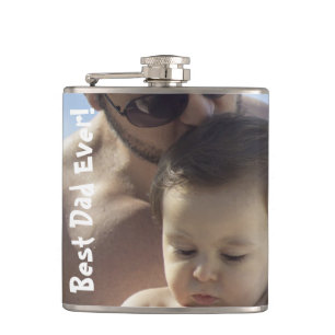 Cool Best Dad Ever Photo Vinyl Wrapped Flask