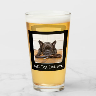 Cool Best Dog Dad Ever Photo Personalised Black  Glass