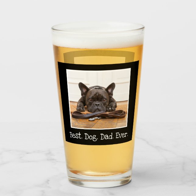 Cool Best Dog Dad Ever Photo Personalised Black  Glass (Front Filled)